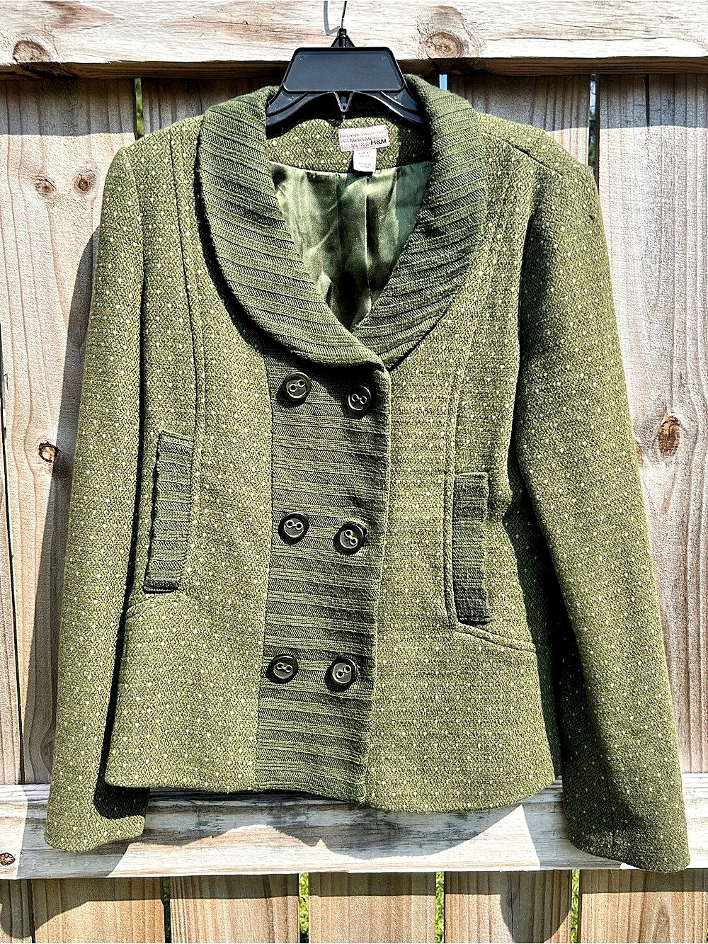 H&M Women's Wool Blend Blazer in Green Size 12